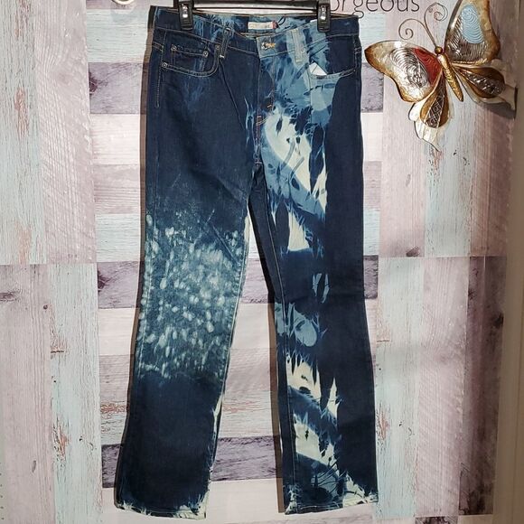 Levi's 505 Custom Bleach Dyed Denim Jeans Sz 10 Med Ladies 623 - Picture 1 of 11